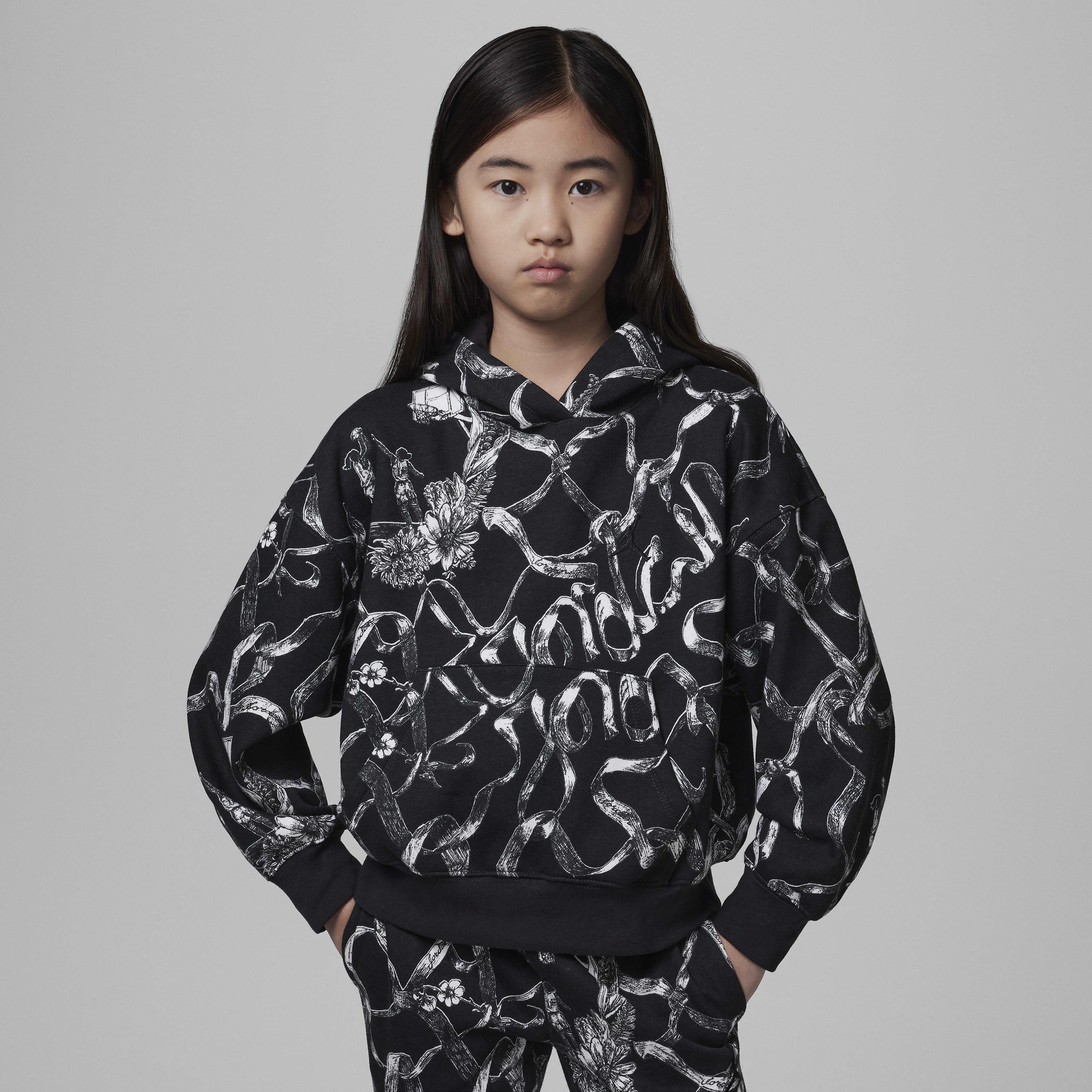 Nike Jordan Older Kids Brooklyn Fleece Printed Pullover Hoodie King s Cross